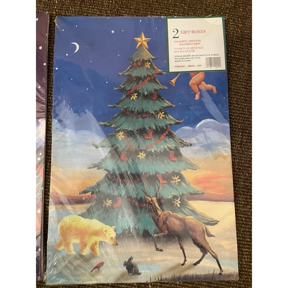2 Vintage New Christmas Gift Boxes 90s New Sealed